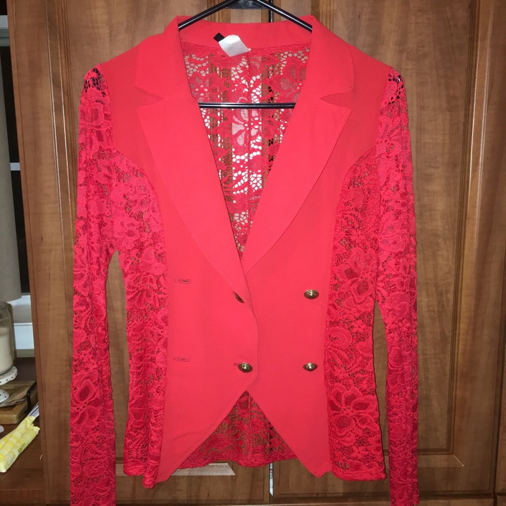 Red Lace Blazer